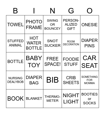 SAM’S BABY GIFT BINGO! Bingo Card