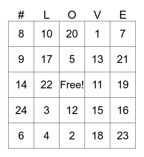 Love Bingo Card