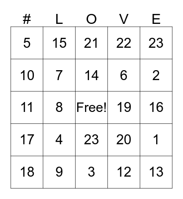 Love Bingo Card