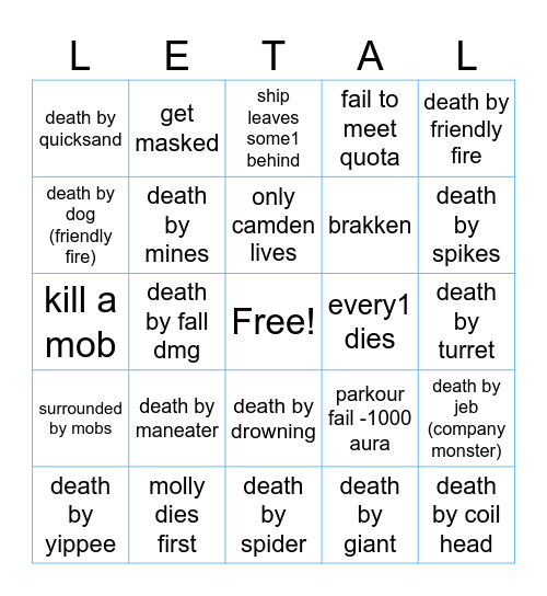 VAG lethal company! Bingo Card