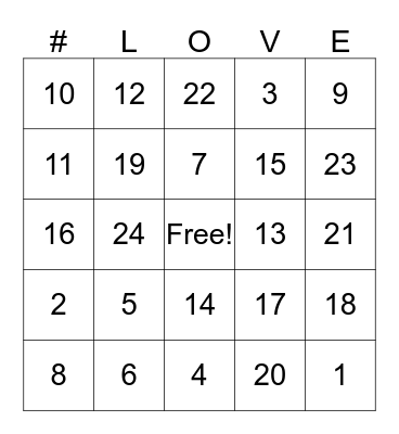 Love Bingo Card