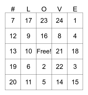 Love Bingo Card