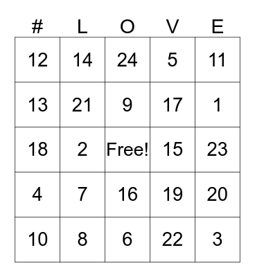 Love Bingo Card