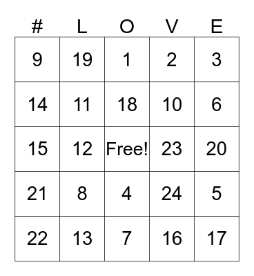 Love Bingo Card