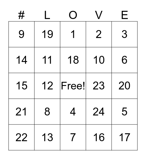 Love Bingo Card