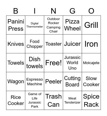 Wedding Shower Bingo Card