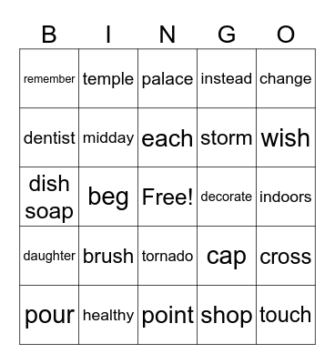 science Bingo Card