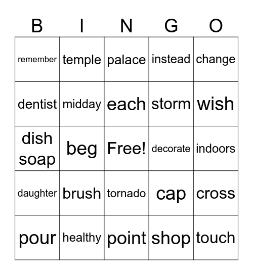 science Bingo Card