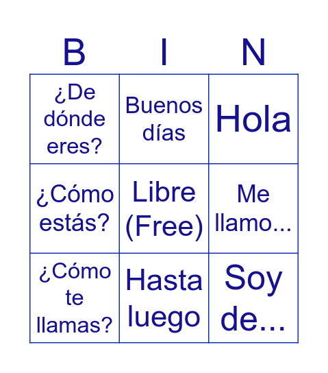 SALUDOS Bingo Card