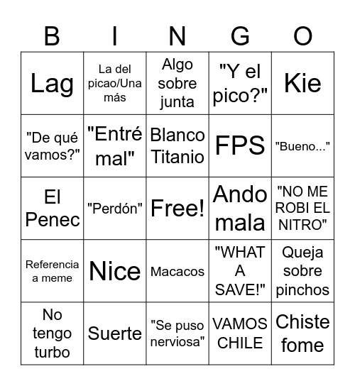 Bingo Frases de Chayanne Fan Club Bingo Card
