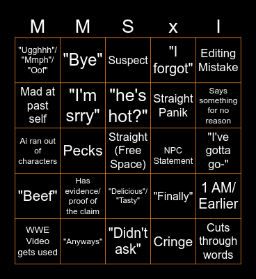 Diary Video Bingo Card