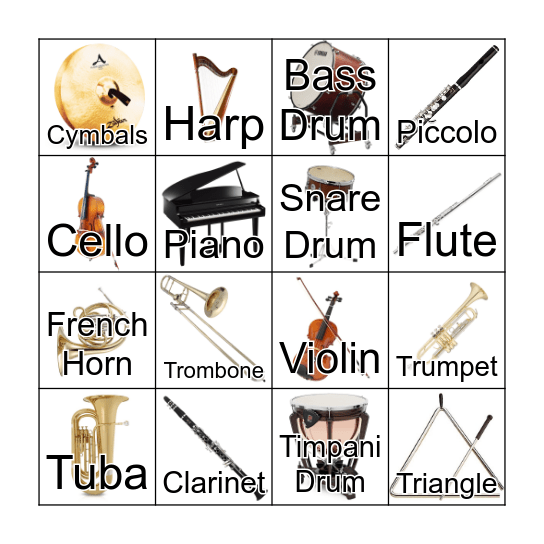 Orchestra Instruments! Bingo Card