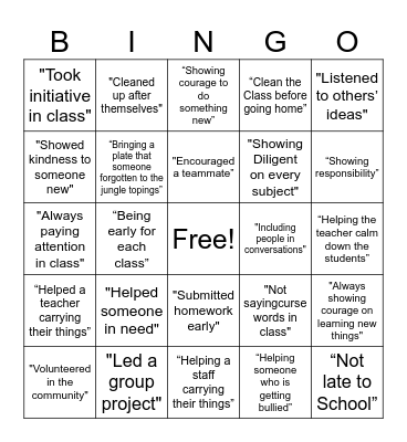 Leadership and Service Bingo Card