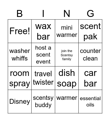 Ana's Scent Event Bingo Card