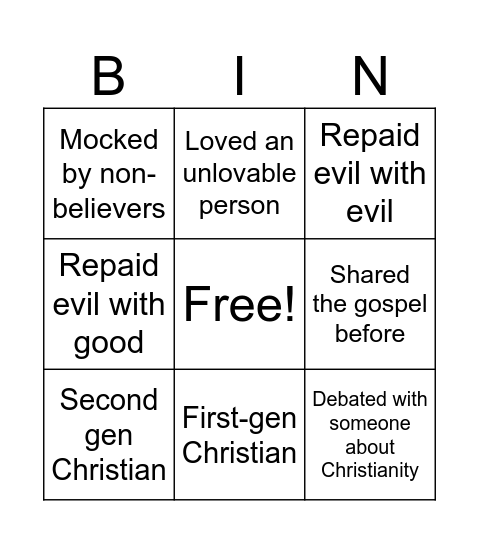 1 Peter 3:8-22 Bingo Card