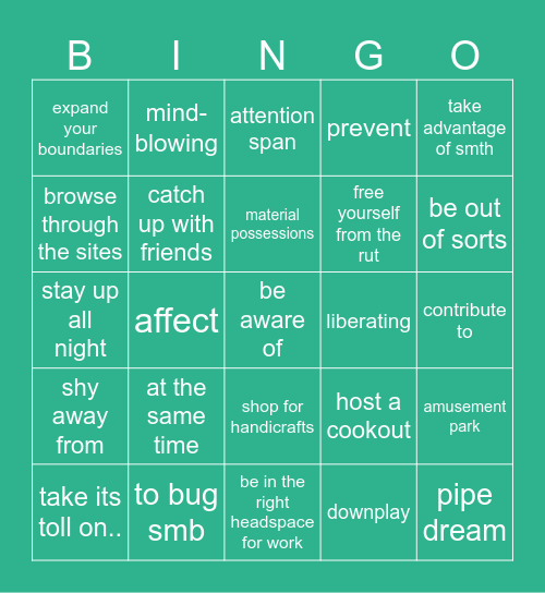 Revision Bingo Card