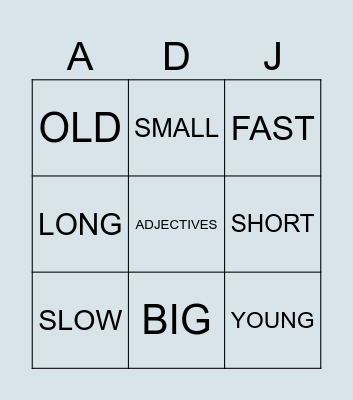ADJECTIVES Bingo Card