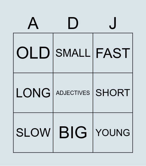 ADJECTIVES Bingo Card