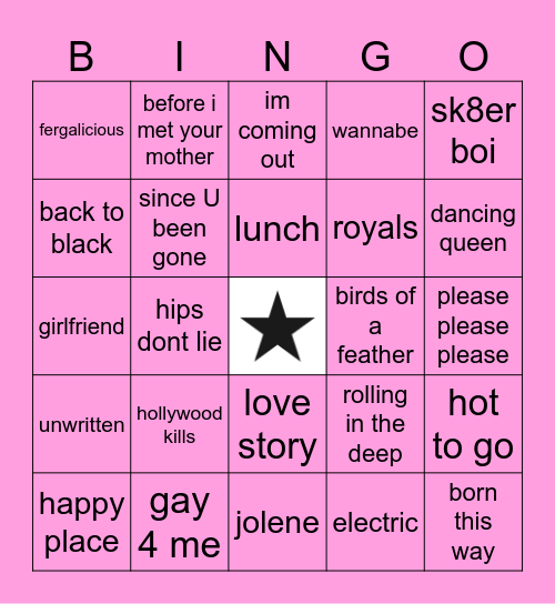 Music Bingo - Girl Power Bingo Card