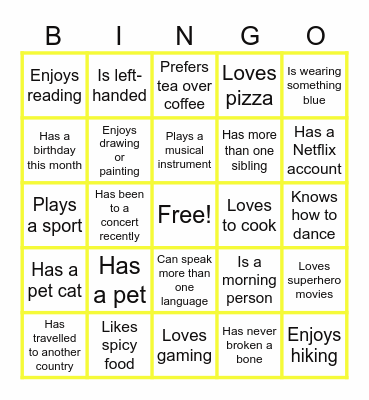 Human Bingo Card