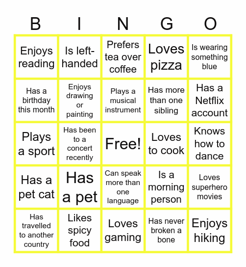 Human Bingo Card