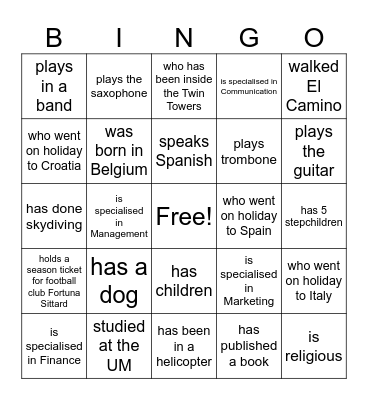 Find the coach who... Bingo Card