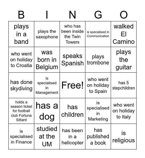 Find the coach who... Bingo Card