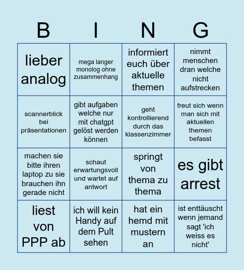 Herr Roca and his history obsession Bingo Card