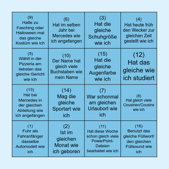 Wer tickt wie ich... Bingo Card