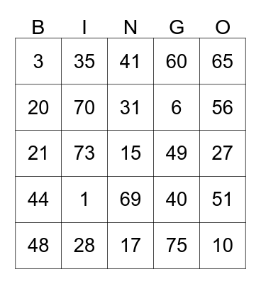CLIPPER ODIN Bingo Card