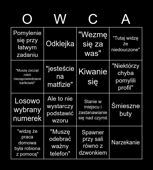 Bingo owczarowe Bingo Card