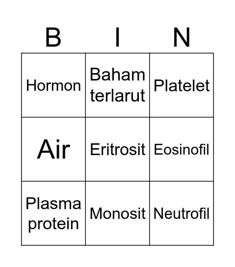 Blood Bingo Card