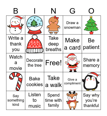 Frosty Feelings Bingo Card