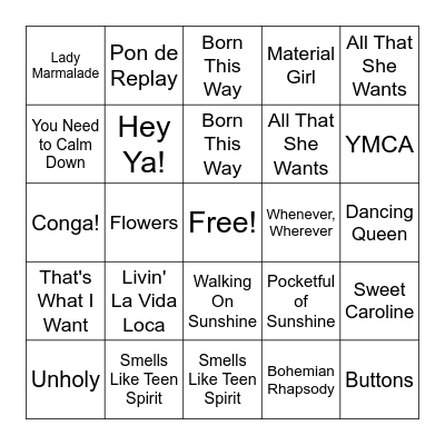 Boogie Bingo Card