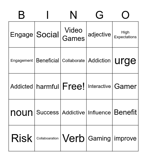 Issue 1: Gaming (Bingo 1) Bingo Card
