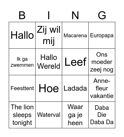 Bingo kamp KHD! Bingo Card