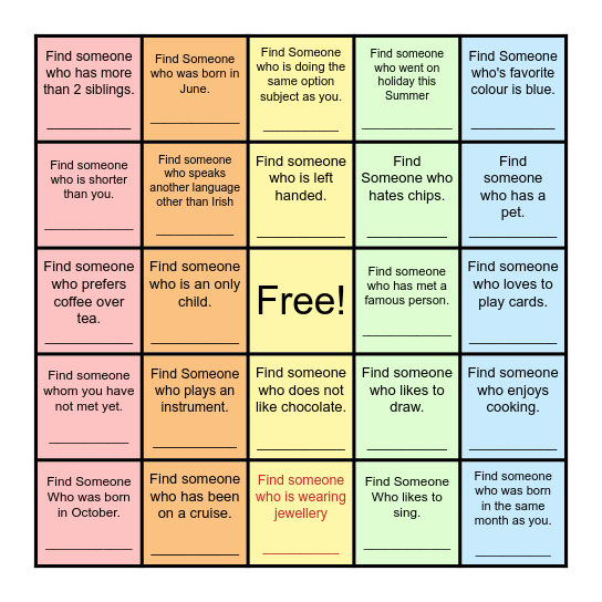 Find Someone Who... Bingo Card