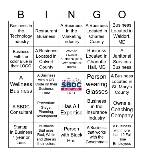 Mix and Mingle Business Networking Bingo Card