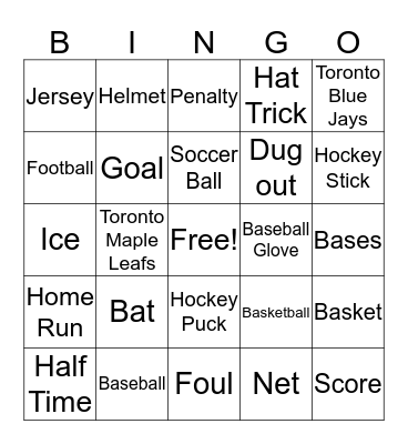 Adam's Sports Fan Bingo Card