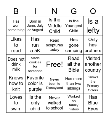 Get to Know You Bingo Card