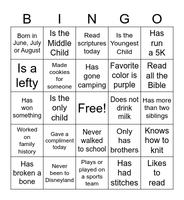 Get to Know You Bingo Card