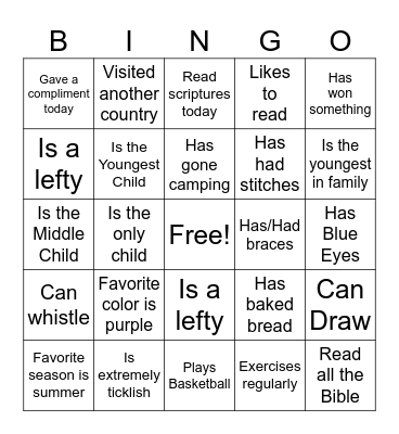 Get to Know You Bingo Card