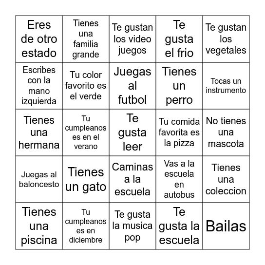 Bingo Busca Personas Bingo Card