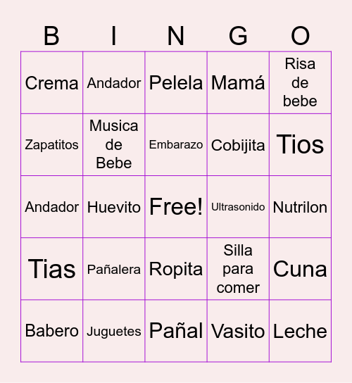 OLIVIA Bingo Card