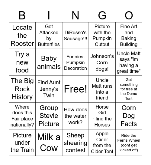 To Be Fair Bingo Card