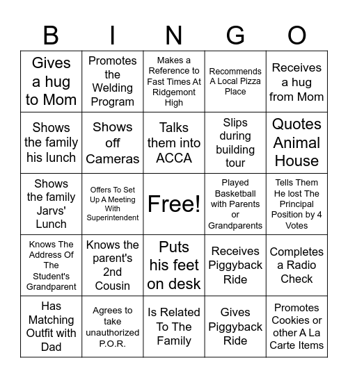 Jon's Enrollment Card BINGO! Bingo Card