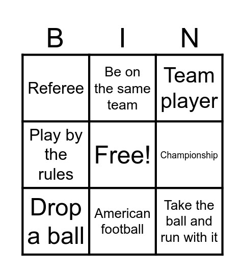 Sports Expressions & Idioms Bingo Card