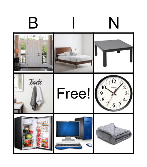 Household Items Bingo Card