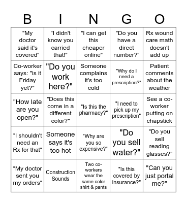 Siebens Bingo Card Bingo Card
