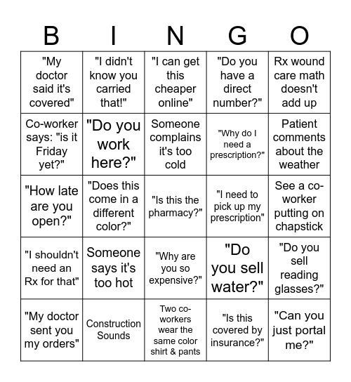 Siebens Bingo Card Bingo Card